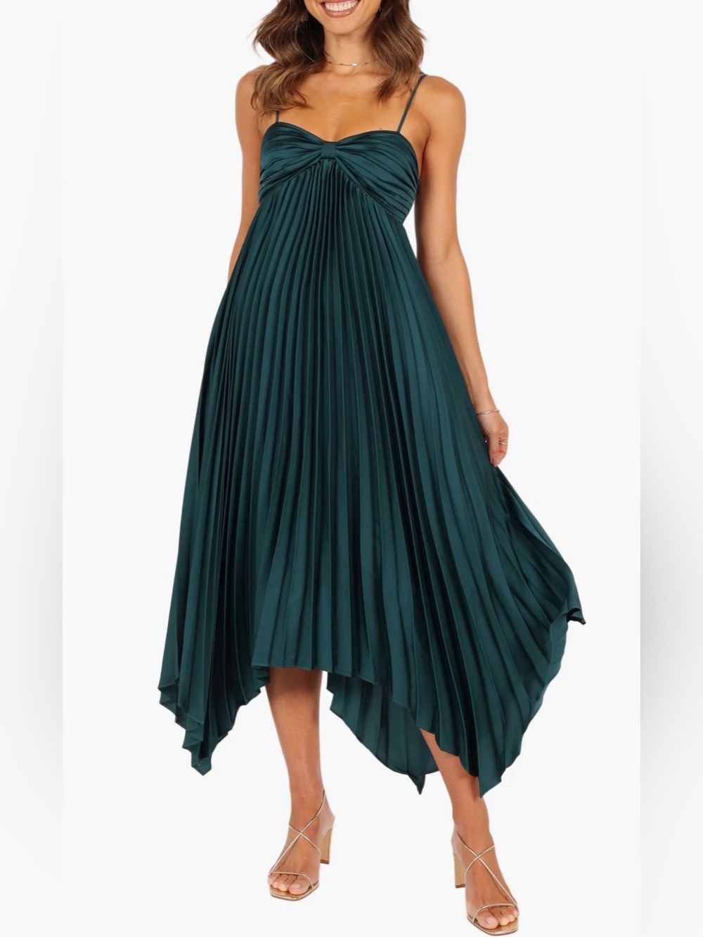 Petal and Pup Teal Pleated Midi Dress